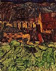 Meadow Church and Houses by Egon Schiele